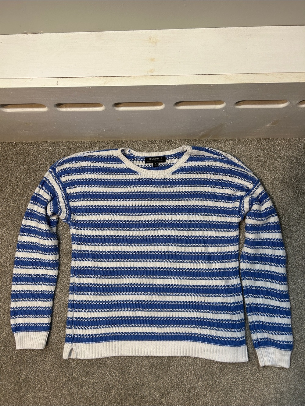 Women’s Joseph A. Blue & White Striped Crewneck Sweater